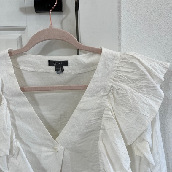 White Ruffle Blouse - Picture 3 of 4